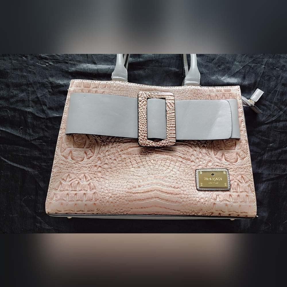 The Regal Rose Croc-Embossed Structured Satchel - Picture 6 of 14